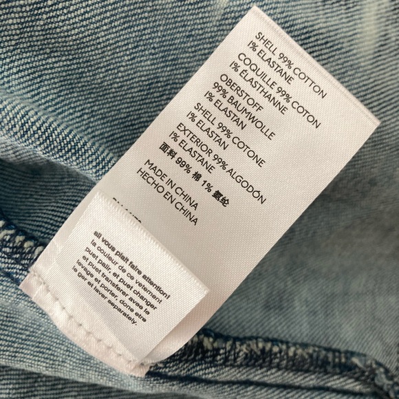 Pilcro Tie Dye Trucker Jacket Anthropologie Frayed Denim Jacket Large L - Picture 8 of 9